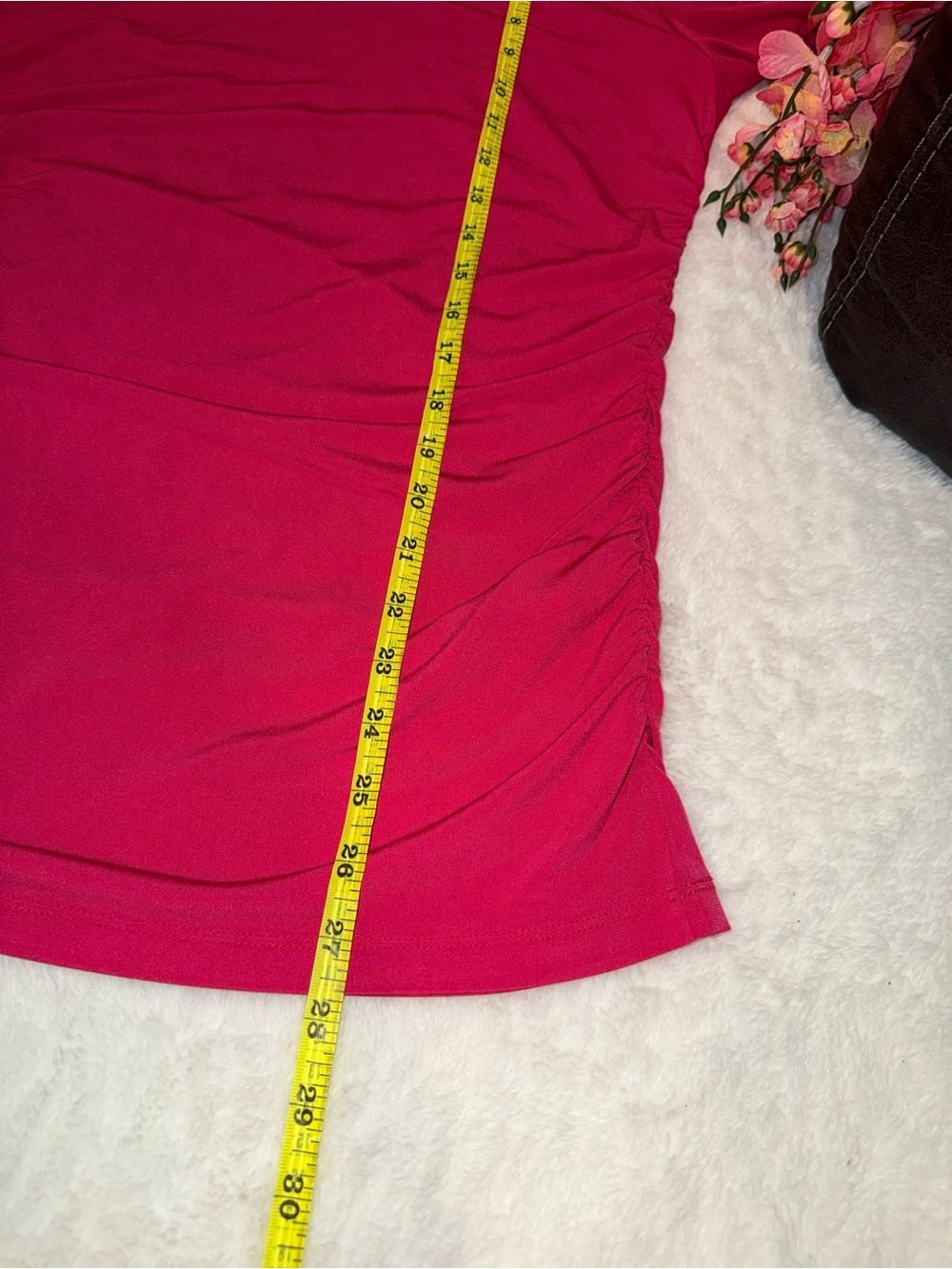 3 x 20$ DKNY Women's Bright Fuchsia Short Sleeve Ruched Tee Size L - Picture 3 of 6